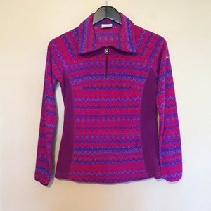 COPY  Columbia purple and blue geo  print three quarter zip pullover fleece